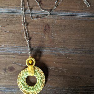 Boho Woven Yellow Necklace